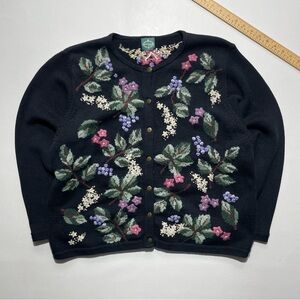 Ashton’s Floral hand Embroidered Women's Sweater - Black